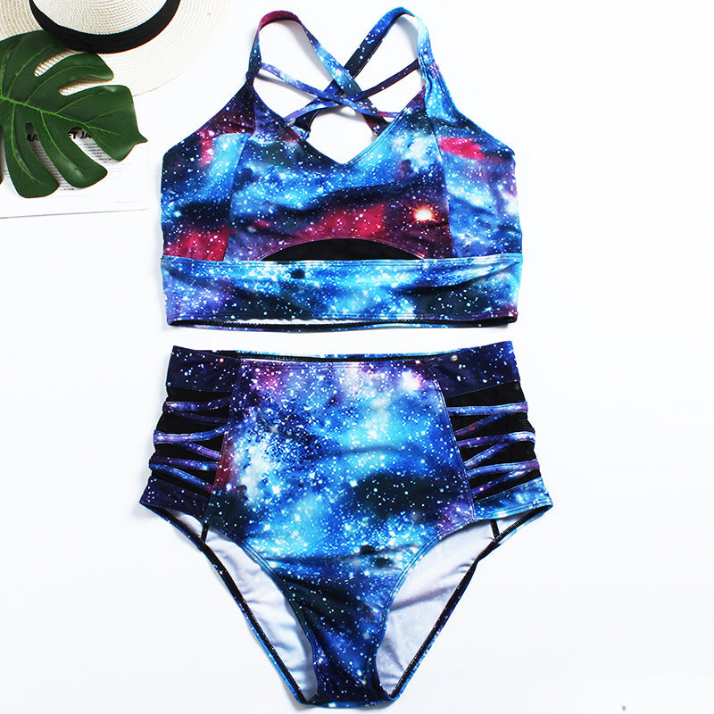 Plus Size Printed Swimsuit Split Swimsuit