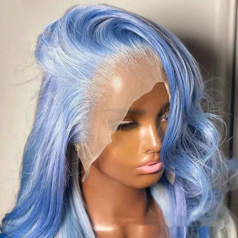 Highlight Silver Grey Ombre Blue 13x4 Lace Frontal Human Hair Wigs