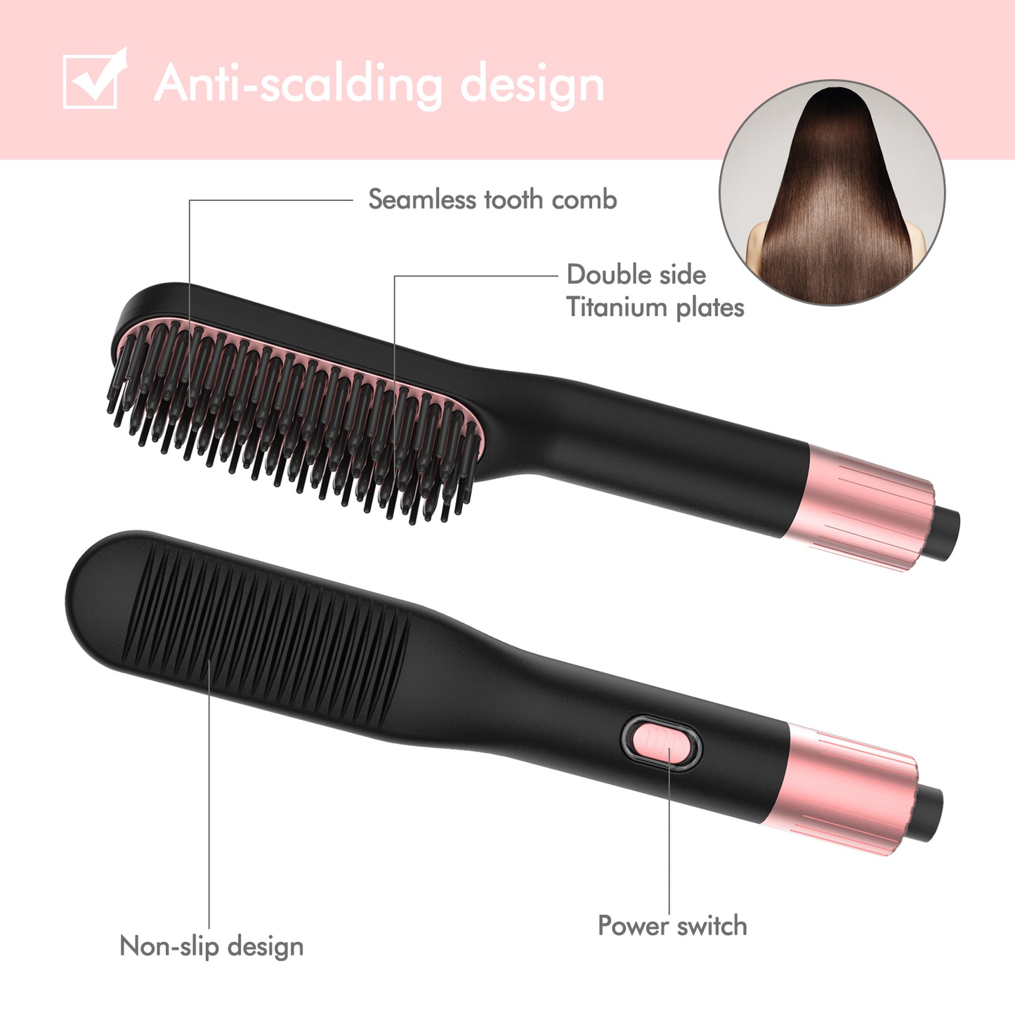 Hair straightener brush comb
