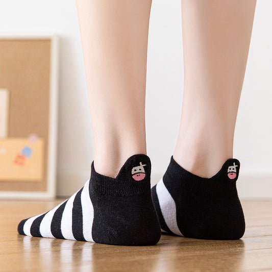 Black And White Striped Cow Socks