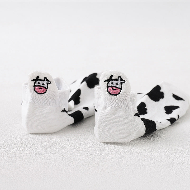 Black And White Striped Cow Socks